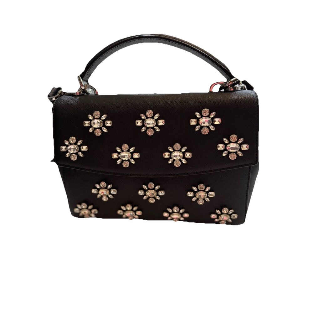 Michael Kors Ava Small Satchel Jewel Saffiano Black Leather Preowned